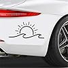 2 x 15 x 7 cm Sun and Wave Car Sticker Vinyl Sticker, Adhesive for Car Bumper, Window, Truck, Laptop - Beach Theme Vehicle Accessories|# AZ277 (Black) #3