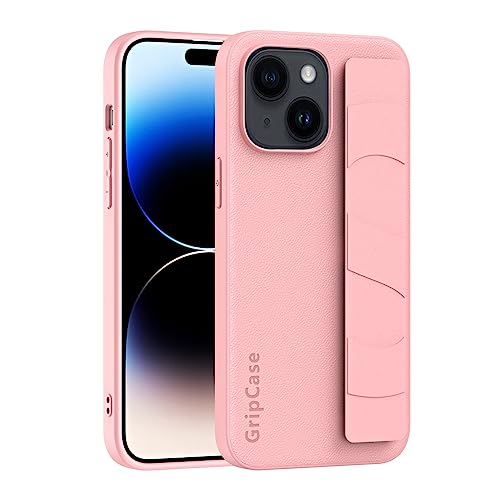 Coque antichoc iPhone 15 Plus en polycarbonate rigide avec dragonne réglable rose