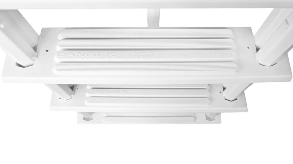Escalera para piscina blanca resistente de resina - 77 pulg alto miniatura 5