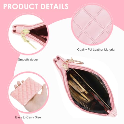 Image of PALAY 2Pcs Coin Pouch Mini Black Pink PU Leather Purse with Keychain