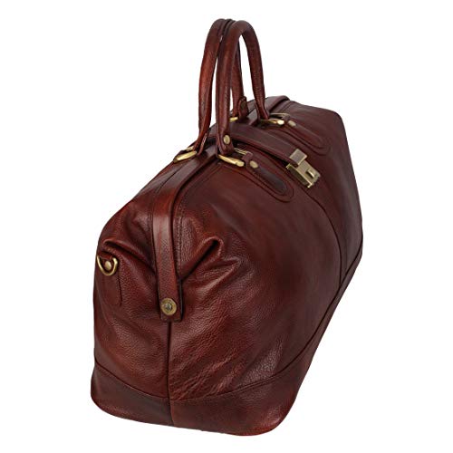 Full Grain Leather Duffel Luggage Travel Bag For Men And Women Travelling Holiday Overnight Weekend Cabin Duffel Foldable (Brown)4