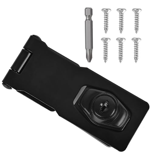 Image of 1 Pcs keyed Hasp Lock,3 inch keyed hasp Locks Twist knob keyed Locking hasp for Cabinet Small Door,Hasp Lock with Keys,Metal Safety Hasp Latches (1 Pcs Black, 3 inch)