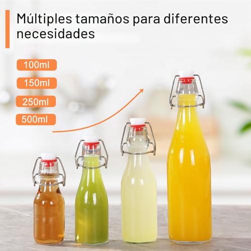 Miniatura 7 de Zanfqvo 10 Botellas Cristal 150ml Con Tapón Hermético, Botella Vidrio, Botella De Cristal Transparente Hermética Para Bebidas, Cerveza, Aceite, Vinagre, Agua