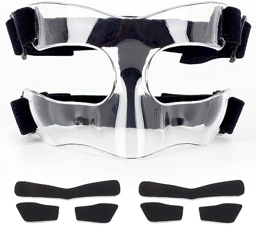 BK01C Nose Guard for Broken Nose, Sports Face Shield Masks with Padding, Adjustable, Breathable, and Clear for Adults and Teenagers, Suitable for Basketball, Soccer, and Other Sports