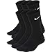 NIKE Kids' Unisex Everyday Cushion Crew Socks (6 Pairs), Black/White, Small