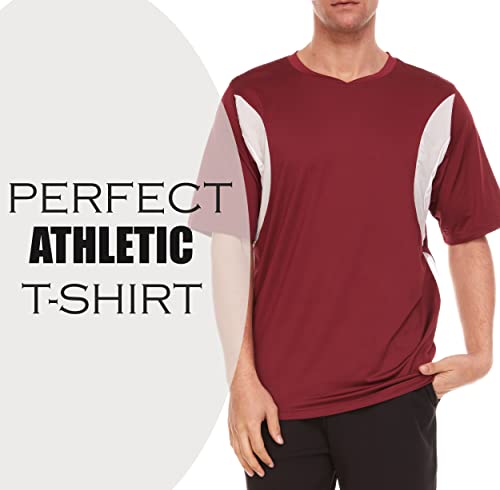 Workout Shirts for Men, Moisture Wicking Quick Dry Active Athletic Men\'s Gym Performance Loose fit T Shirts Black/White