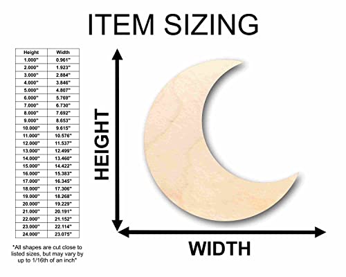 Unfinished Wood Crescent Moon Silhouette - Craft- Up To 24" Diy 5" / 1/8" #TOP2