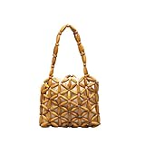 Women Retro Wood Beaded Handbag Ladies Natural Handmade Drawstring Bucket Shoulder Bags Party Beach Vacation Tote Purse
