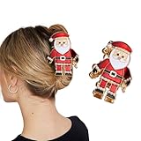 1Pcs Metallic Christmas Hair Claw Clips Alloy Santa Claus Hair Accessories with Pearl Rhinestones Luxury Winter Hair Clips Nonslip Strong Grip Cute Xmas Hair Jaw Clips for Women Christmas Party Gift
