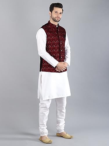 Image of Uri and MacKenzie Men's Silk Blend Kurta Pajama with Designer Ethnic Nehru Jacket /Modi Jacket