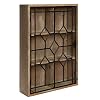 Kate and Laurel Megara Decorative Wooden Wall Hanging Curio Cabinet for Open Storage with Decorative Black Iron Door Rustic Brown