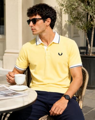 Image of Mens Pique Polo T-Shirt | Cotton Rich, Smart Fit Polo with Embroidered Logo | Casual & Sports Wear | Polo T-Shirt for Men