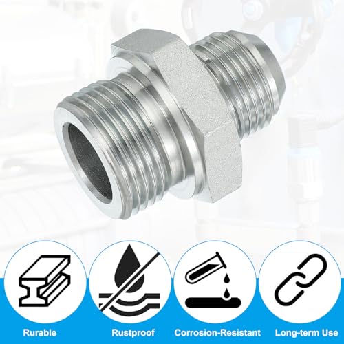 Image of PATIKIL Hex Reducing Nipple Connectors Pipe Adapter 1 1 /16 inch Male 37 Flare JIC x 1 inch g Male, Pipe Fitting Reducer Nipple Adapter Plated Steel Hydraulic Fitting
