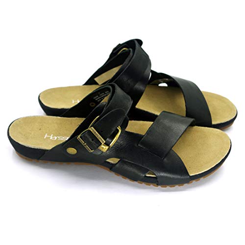 Harssidanzar Mens Leather Sandals Adjustable Ankle Strap sandals GM2053