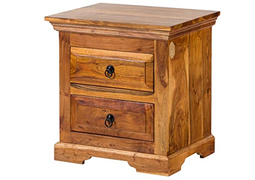 MASSIVMOEBEL24.DE Petite Commode - Bois Massif d'acacia laqué (Miel) - Style Colonial - Oxford #0905