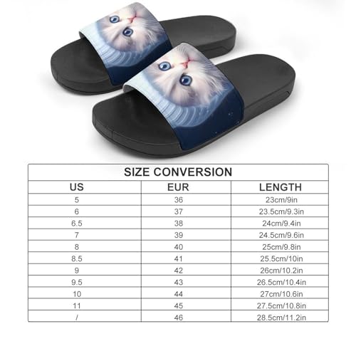 Cute White Cat in Hat House Sandals Non-Slip Bathroom Slippers Beach Summer Shoes for Men Women2