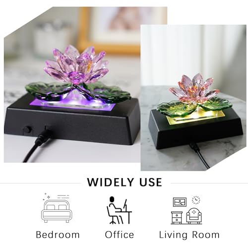 Image of ZEERSHEE LED Light Base for Glass Art 4.6 inch Light Base for Crystal Rectangle | USB or Battery Powered 3 Color Modes Flat Top Design Easy Push Control Night Light Function