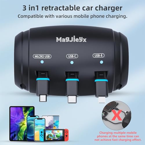 Câble de chargement rétractable multi embouts USB-C Micro-USB pour tablette et smartphone - 4