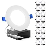 Sunco 16 Pack 4 Inch LED Recessed Lights, Slim Canless Ceiling Lighting, 650 LM, 10W (60W Equivalent), 5000K Daylight, Dimmable, Wafer Thin, Ultra Thin with Junction Box ETL