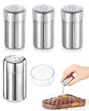 LEPJOS Mini Salzstreuer Klein 4 Stück Edelstahl Salz- und Pfefferstreuer Set mit S-Loch, rostfreie, robuste Gewürzstreuer ideal für Unterwegs, Camping, Picknick & Küche