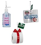 Kurt Adler Hand Sanitizer and Toilet Paper Ornament, Set of 3