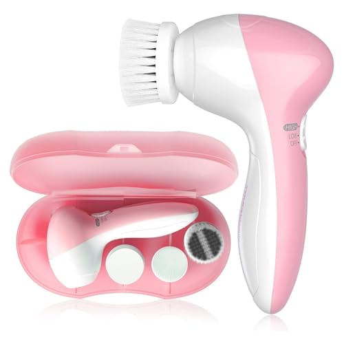 TOUCHBeauty Silicone Brosse Nettoyante Visage Électrique Pour Peau Sensible, 3 Têtes Interchangeables Et Étui De Voyage, 2 Vitesses Réglables, Nettoyage...