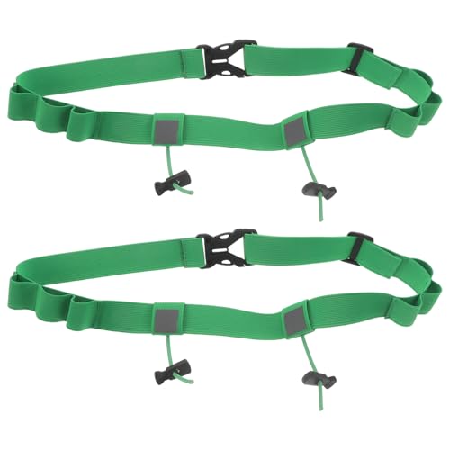 Healifty 2Pcs Adjustable Race Number Belt with Green Elastic Running Waist Strap for Marathon and Cycling – Reusable Running Bib Holder with Storage L