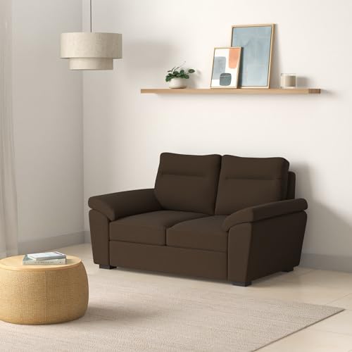 Image of Wakefit Malphino 2 Seater Sofa Set - Dark Earth, Lounger, Wooden, 3 Year Warranty