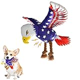 Vehomy 4th of July Puppy Dog Toy - Independence Day Plush Eagle Toy with Crinkle Paper Squeaker for Small Medium Dogs