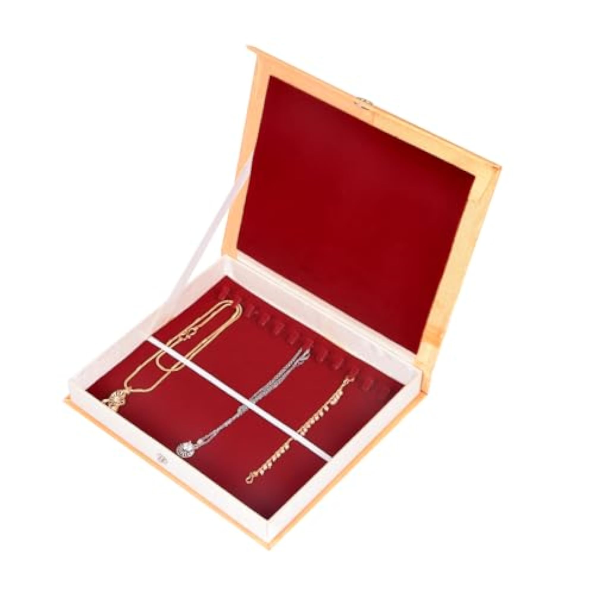 Red Chain Box with 12 Holders, Chain Organizer Storage