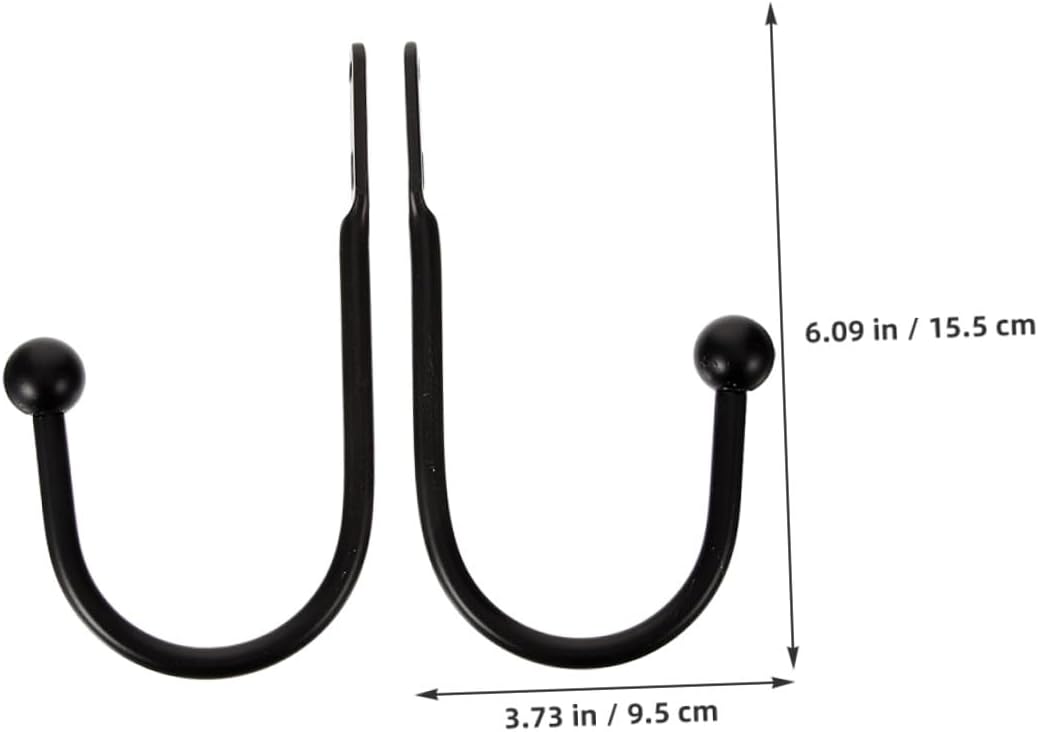 4pcs Black Metal Curtain Hooks U-Shaped Holdback Tiebacks Wall-Mounted Drapery Fasteners for Window Treatment Home Décor