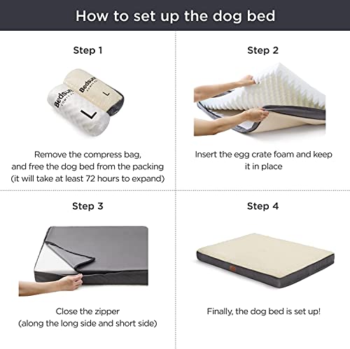 Bedsure Large Dog Crate Bed - Big Orthopedic Waterproof Dog Beds With Removable Washable Cover For Large Dogs, Egg Crate Foam Pet Bed Mat, Suitable For Dogs Up To 75 Lbs #TOP3