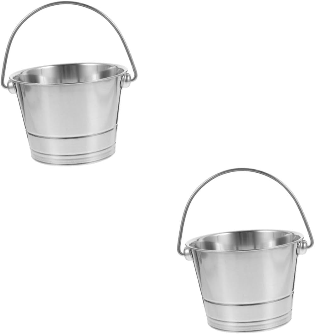 Homoyoyo Stainless Steel Ice Bucket with Handle - Large 1L Beverage Tub for - Wine and Party Drinks