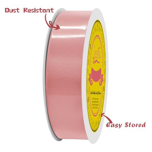 Image of Double Face Dusty Pink Satin Ribbon 7 /8 inch X 25 Yards Polyester Dusty Pink Ribbon for Gift Wrapping Very Suitable for Weddings Party Hair Bow Invitation Decorations and More