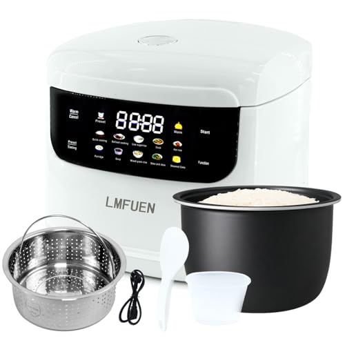 Portable Mini Stainless Steel Low Carb Rice Cooker,2L,6 Cups Cooked/3 Cups Uncooked,400W Non-Stick Rice Maker, 24 hours Timer Delay,10 Functions, Fast Cooker,Auto Keep Warm