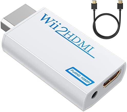 GANA Wii to HDMI Converter Adapter with Hdmi Cable Connect Wii Console to HDMI Display in 1080p Output Video with 3.5mm Audio Supports All Wii Display Modes White