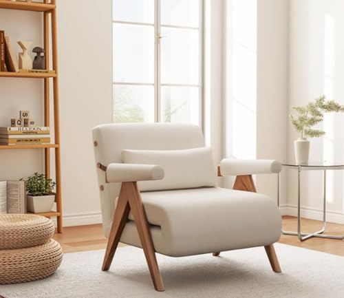 Image of AnywaysWood White Sleeper Chair for Reading |3 in 1 Sleeper Sofa Couch Bed | Adults | Living Room, Bedroom,Office | Adjustable Backrest| Space-Saving