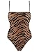 RELLECIGA Women's Zebra Striped High Cut Bandeau One Piece Swimsuits with Adjustable Shoulder Straps Size X-Large
