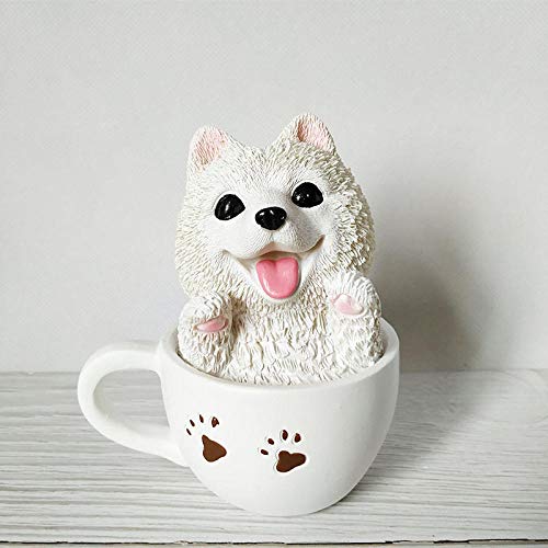 Statue chien tasse de thé en résine KELIEQA pour décoration bureau