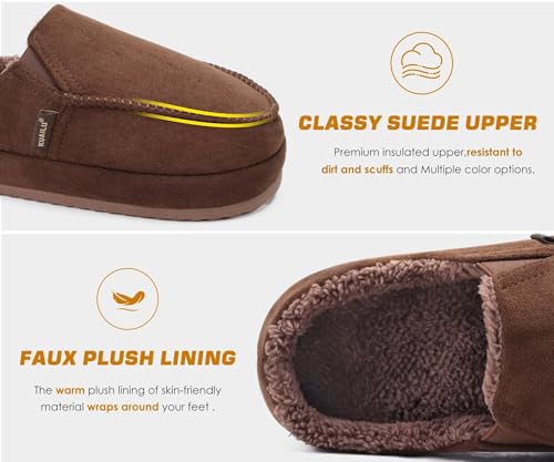 KuaiLu Womens Clog Slippers Cozy Suede Warm Plush Lined Arch Support Faux Fur House Ladies Bedroom Slippers Comfy Orthopedic Memory Foam Plantar Fasciitis Home Indoor Outdoor Shoes Brown US8.53