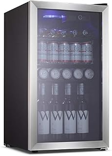 Beverage Refrigerator and Cooler - 3.2 Cu. Ft. Drink Fridge with Glass Door