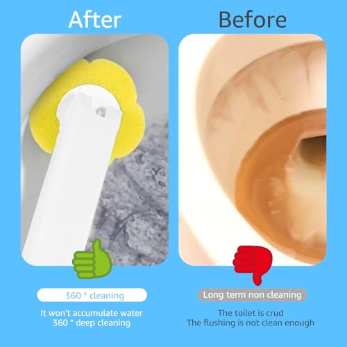 72 Stück Einweg Toilettenbürste Nachfüller,Schwamm Toilettenbürsten Nachfüllpackungen,Reiniger Nachfüllungen für Badezimmerbürsten für die Haushaltsreinigung (Blau-lila-gelb, 72pcs)
