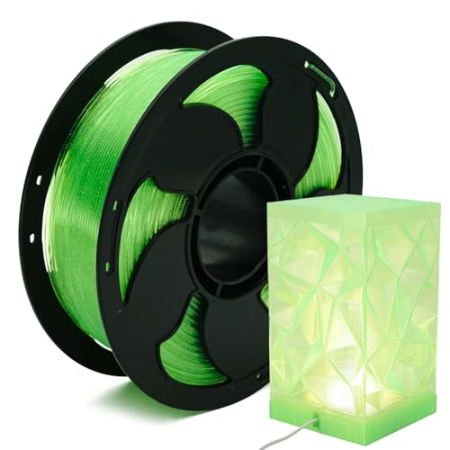 Image of Clear Green PLA 1.75mm 1kg Spool Glittery 3D Printing Filament Transparent | FDM Beginner friendly Premium Sparkle translucent Green PLA Basic Low warping No tangle 1kg spool 2.2lbs for Bambu Prusa