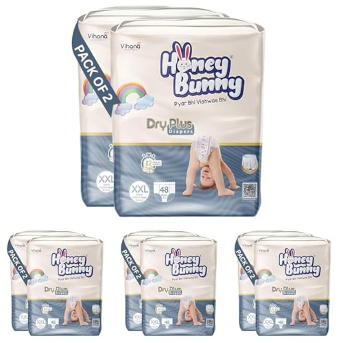 Image of Honey Bunny Baby Diaper Pants Super Soft Dry Plus 12 Hour protection XXL-96 (Pack of 4)