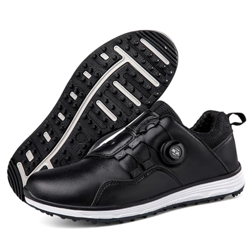 Solamni Black Golf Shoes Mens Professional Spikeless Golf Footwear Breathable Anti-Slip Outdoor Comfortable Golf Training Sneakers