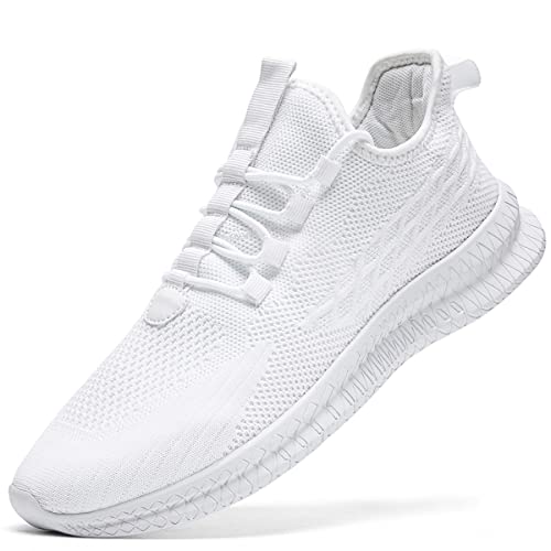 Image of FUJEAK Womens Trainers Runing Shoes Walking Tennis Sneakers Gym Work Sport Daily Fitness Casual Outdoor Jogging Flat Athletic Lace-Up Mesh Shoes Fashion Breathable Sneakers White Size 6 UK