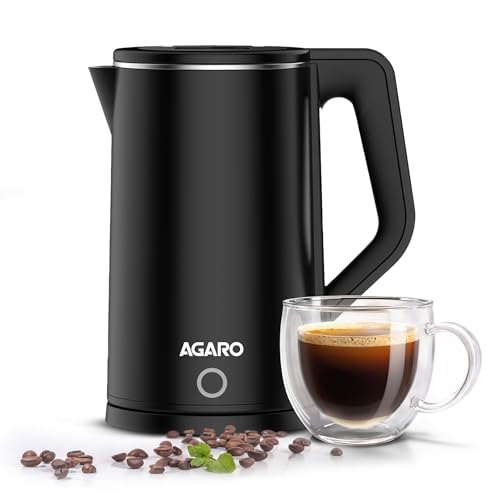 AGARO Elegant Electric Kettle, 1.8L, 1500 Watt, Double Layered Stainless Steel Inner Body, Quick Boil, Water Boiler, Hot Water Kettle, For Making Blac