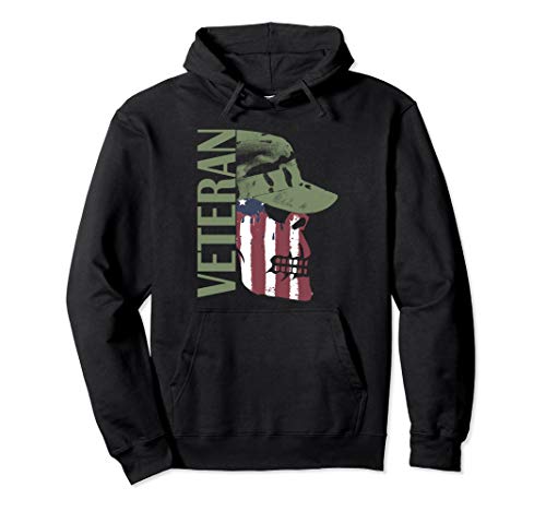 Army Air Force Veteran Painted American Flag Skull Pullover Hoodie