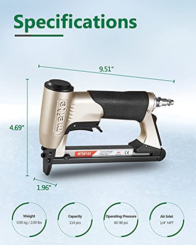 Meite Mt5016S Upholstery Stapler 20 Gauge 1/2-Inch Crown 1/4-Inch To 5/8-Inch Length Pneumatic Fine Wire Stapler With Safety #TOP6