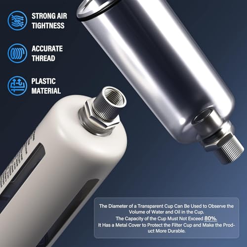 TAILONZ PNEUMATIC 1/2 Zoll BSP 3 in 1 Luftfilter Druckregler Combo Piggyback, Air Tool Compressor Filter mit Manometer AF4000+AF4000+AR4000